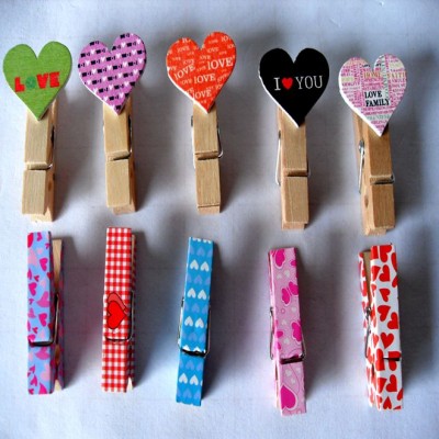 heart shape wood paper clipe,wood photo clip for wholesale