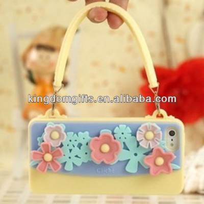 2013 Promotional 3D flower Silicone purse style Phone Handbag