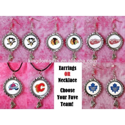 european nhl team earring, metal nhl pendant