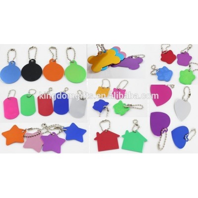 anodized colorful aluminum dog tags, aluminum pet ID tag with ring