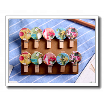 Mini Colored Wooden Clothespins Crafts Photo Clips with Hemp Rope