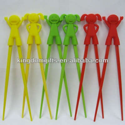 eco-friendly silicone boy and girl head charm chopsticks wholesales, chopstick for kids