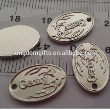 engraved brass oval jewelry tags, custom logo design metal plates