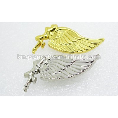 wing of angel zinc alloy brooch pins, half of wing badge