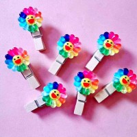 clear sun flower wooden photo clip,paper clip,wooden message clip for wholesale